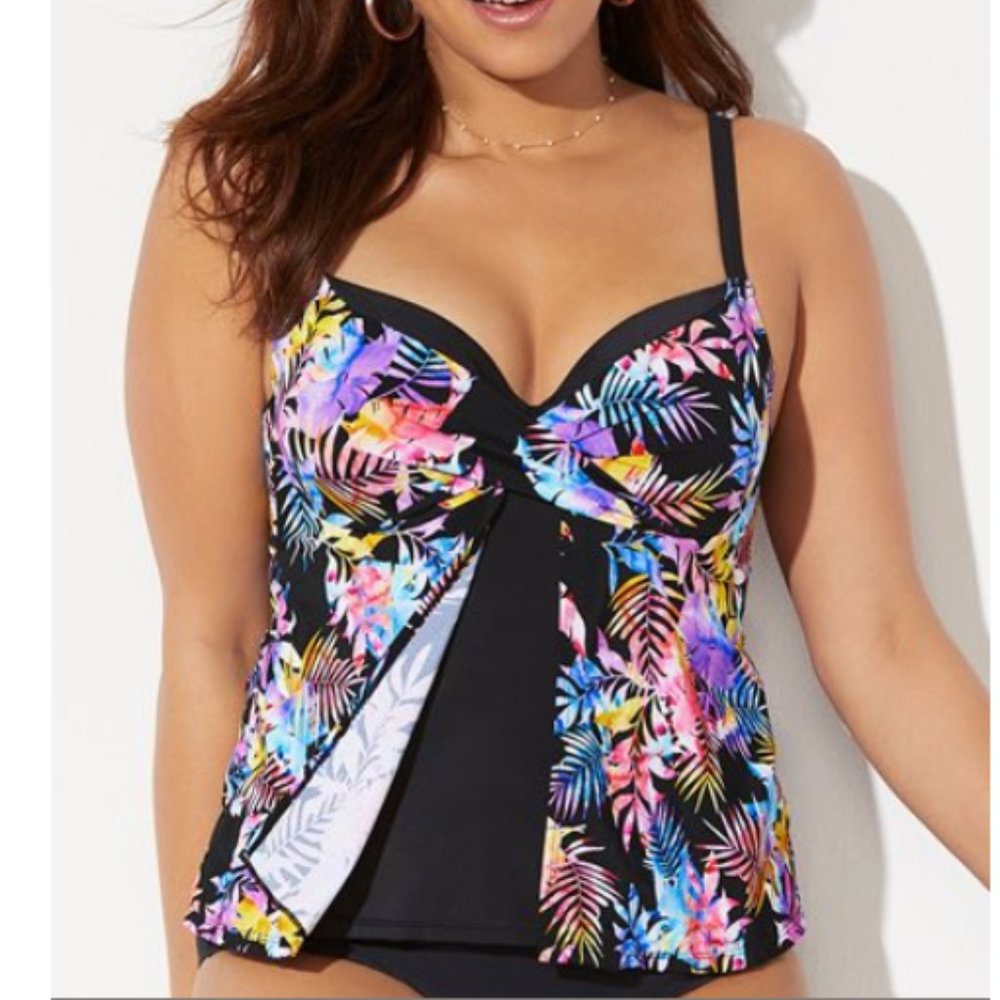 Swimsuits For All Underwire Flyaway Tankini Top